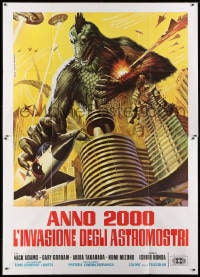 1m183 INVASION OF ASTRO-MONSTER Italian 2p R1977 cool different Zanca art of giant rubbery monster!