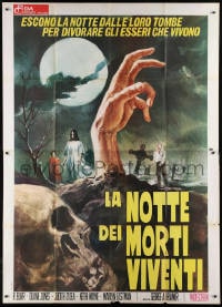 1m186 NIGHT OF THE LIVING DEAD Italian 2p 1970 cool different Ciriello art of zombies in graveyard!