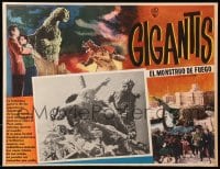 1m259 GIGANTIS THE FIRE MONSTER Mexican LC 1960 Godzilla throwing Angurus to the ground!