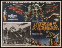 1m263 INVASION OF ASTRO-MONSTER Mexican LC 1968 Godzilla, Ghidrah, Rodan, cool border art!