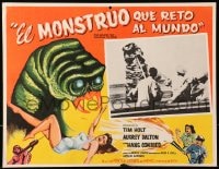 1m272 MONSTER THAT CHALLENGED THE WORLD Mexican LC 1957 cool art & photo of creature attacking!