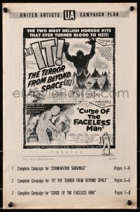 1m244 IT! THE TERROR FROM BEYOND SPACE/CURSE OF THE FACELESS MAN pressbook 1958 Hellish horror!