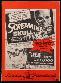 1m247 SCREAMING SKULL/TERROR FROM THE YEAR 5,000 pressbook 1958 twin ghost stories to haunt you!