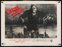 1m034 KING KONG linen 19x25 special poster R1952 best image of ape w/Fay Wray over New York skyline!