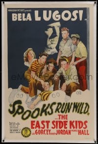1m122 SPOOKS RUN WILD linen 1sh 1941 Bela Lugosi + Leo Gorcey & The East Side Kids & ghost, rare!
