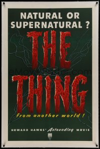 1m128 THING linen 1sh 1951 Howard Hawks classic horror, natural or supernatural, from another world!