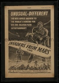 1m031 INVADERS FROM MARS linen trade ad 1953 unusual - different, off-the-beaten-path, great art!