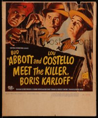 1m214 ABBOTT & COSTELLO MEET THE KILLER BORIS KARLOFF WC 1949 wacky art of scared Bud & Lou!