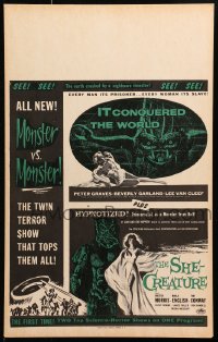 1m229 IT CONQUERED THE WORLD/SHE-CREATURE Benton WC 1956 AIP's twin terror show that tops them all!