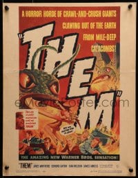 1m234 THEM WC 1954 classic sci-fi, art of horror horde of giant bugs terrorizing people!