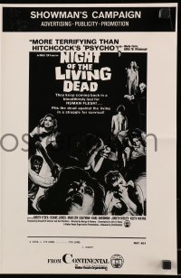 1m248 NIGHT OF THE LIVING DEAD pressbook 1968 George Romero classic, they lust for human flesh!