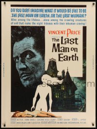 1p046 LAST MAN ON EARTH 30x40 1964 AIP, Vincent Price among the lifeless, cool Reynold Brown art!