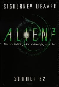 1p105 ALIEN 3 teaser 1sh 1992 Sigourney Weaver, 3 times the danger, 3 times the terror!