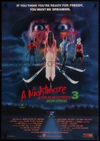 1p176 NIGHTMARE ON ELM STREET 3 Aust 1sh 1987 cool horror art of Freddy Krueger by Matthew Peak!