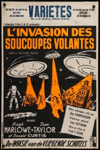 1p187 EARTH VS. THE FLYING SAUCERS Belgian 1956 sci-fi classic, different art of UFOs & aliens!