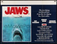 1p210 JAWS British quad 1975 art of Steven Spielberg's classic shark attacking sexy swimmer!