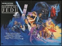 1p213 RETURN OF THE JEDI British quad 1983 Lucas' classic, different art by Kirby including Ewok!