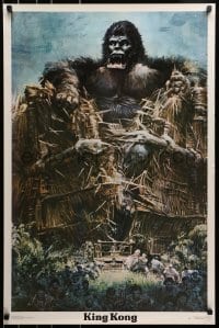 1p049 KING KONG 23x35 commercial poster 1976 art of the BIG Ape tearing up wall by John Berkey!