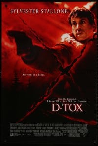 1p113 D-TOX int'l DS 1sh 2001 great image of Sylvester Stallone pointing gun, survival is a killer!