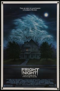 1p118 FRIGHT NIGHT 1sh 1985 Sarandon, McDowall, best classic horror art by Peter Mueller!