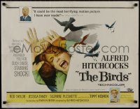 1p056 BIRDS 1/2sh 1963 director Alfred Hitchcock shown, Tippi Hedren, classic attack artwork!