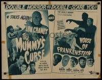 1p065 HOUSE OF FRANKENSTEIN/MUMMY'S CURSE 1/2sh 1945 double horror to double-scare you, very rare!