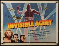 1p067 INVISIBLE AGENT 1/2sh 1942 fx image of invisible man with WWII airplanes, Peter Lorre