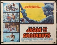1p068 JASON & THE ARGONAUTS 1/2sh 1963 great special effects by Ray Harryhausen, art of colossus!