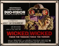 1p082 WICKED WICKED 1/2sh 1973 Tiffany Bolling, twice the terror, sexy horror art, in Duo-Vision!