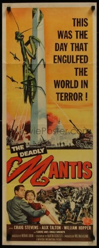 1p086 DEADLY MANTIS insert 1957 classic art of giant insect on Washington Monument by Ken Sawyer!