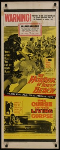 1p091 HORROR OF PARTY BEACH/CURSE OF THE LIVING CORPSE insert 1964 fantastic c/u of monster w/girl!