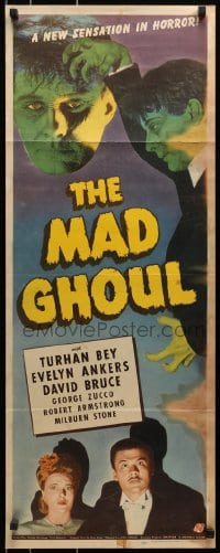 1p098 MAD GHOUL insert 1943 Mayan nerve gas turns David Bruce into zombie, Universal horror, rare!