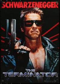 1p408 TERMINATOR video Japanese 1985 close up of classic cyborg Arnold Schwarzenegger with gun!
