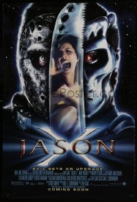 1p133 JASON X advance 1sh 2002 art of Kane Hodder as Uber-Jason Voorhees, evil gets an upgrade!