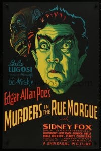 1p031 MURDERS IN THE RUE MORGUE S2 recreation 1sh 2000 great art of spookiest Bela Lugosi & ape!
