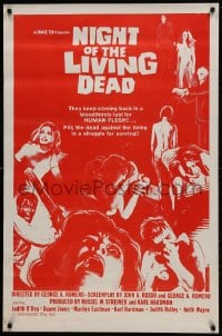 1p139 NIGHT OF THE LIVING DEAD 1sh R1978 George Romero zombie classic, they lust for human flesh!