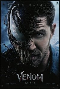 1p162 VENOM teaser DS 1sh 2018 Marvel, great image of Tom Hardy in the title role transforming!