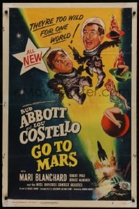 1r390 ABBOTT & COSTELLO GO TO MARS 1sh 1953 art of wacky astronauts Bud & Lou in outer space!