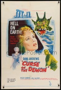 1r001 NIGHT OF THE DEMON Aust 1sh 1957 Jacques Tourneur, different art of the wacky monster!