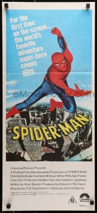 1r007 SPIDER-MAN Aust daybill 1977 Marvel Comic, great art of Nicholas Hammond as Spidey!