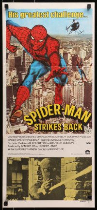 1r008 SPIDER-MAN STRIKES BACK Aust daybill 1978 Marvel Comics, Spidey in his greatest challenge!