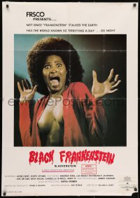 1r409 BLACKENSTEIN 1sh 1972 Black Frankenstein, wild image of sexy nearly naked woman screaming!