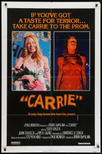 1r418 CARRIE 1sh 1976 Stephen King, Sissy Spacek before and after her bloodbath at the prom!