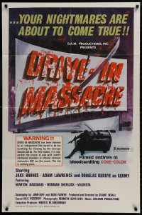 1r451 DRIVE-IN MASSACRE 1sh 1976 your nightmares are about to come true in GORE-COLOR!