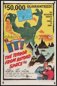 1r493 IT! THE TERROR FROM BEYOND SPACE 1sh 1958 $50,000 guaranteed if you can prove IT!