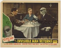 1r271 INVISIBLE MAN RETURNS LC #8 R1948 Vincent Price in full bandages sitting at dinner table!