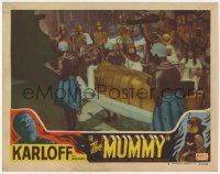 1r193 MUMMY LC #5 R1951 Boris Karloff watches Egyptians carrying golden sarcophagus!