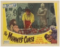 1r286 MUMMY'S CURSE LC #5 R1951 bandaged monster Lon Chaney Jr. watches Virginia Christine in bed!