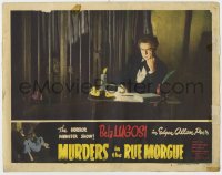 1r289 MURDERS IN THE RUE MORGUE LC #5 R1948 fake ape in cage watches Bela Lugosi writing at table!