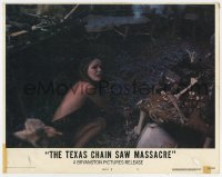 1r317 TEXAS CHAINSAW MASSACRE LC #5 1974 close up of terrified Teri McMinn in room full of bones!